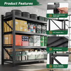 71.3" W Metal Storage Shelves,5000LBS Heavy Duty Garage Shelving Units, 4 Tier Adjustable Utility Rack Shelf,Large Industrial Shelves,for Shop