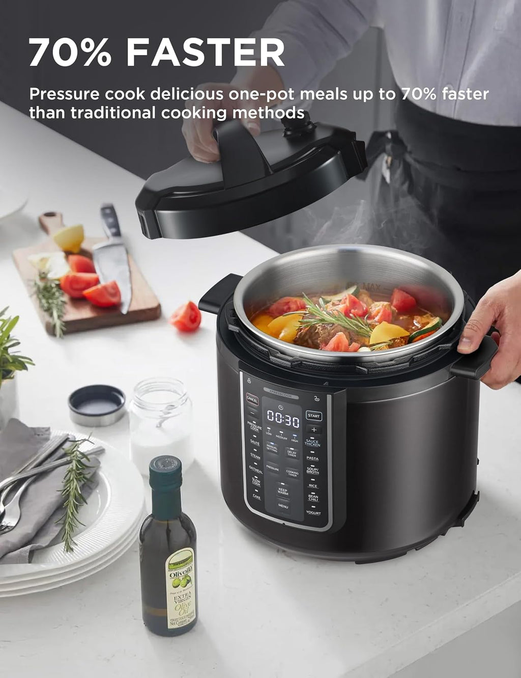 Midea 12-in-1 Electric Pressure Cooker, 6 Quarts, 12 Presets, Multi-Functional Programmable Slow Cooker, Rice Cooker, Steamer, Sauté Pan, Yogurt