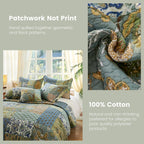 King Size Comforter Set- 100% Cotton Quilt King Size Set, Green, Sage bedspreads (96 * 108 Inch) with 2 Pillow Shams, Patchwork Reversible