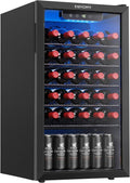 EUHOMY 125 Can Wine Cooler Refrigerator, Wine Fridge Glass Door, Black