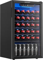 EUHOMY 125 Can Wine Cooler Refrigerator, Wine Fridge Glass Door, Black