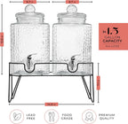 Style Setter Glass Beverage Drink Dispenser w/Metal Stand Set of 2, 1.5 Gal