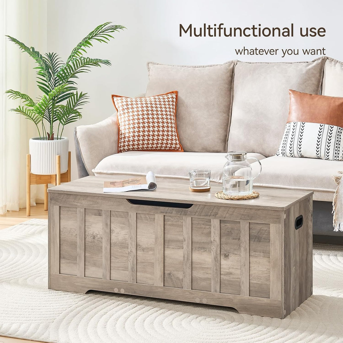 47.2" Storage Chest Extra Large,Wooden storage bench(Greige).