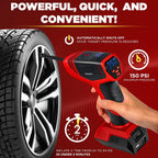 BULLSEYE PRO Tire Inflator with Pressure Gauge, Compact and Portable, Automatic Shut Off, 150 PSI Max, USB Home Rechargeable and Cord for Vehicular