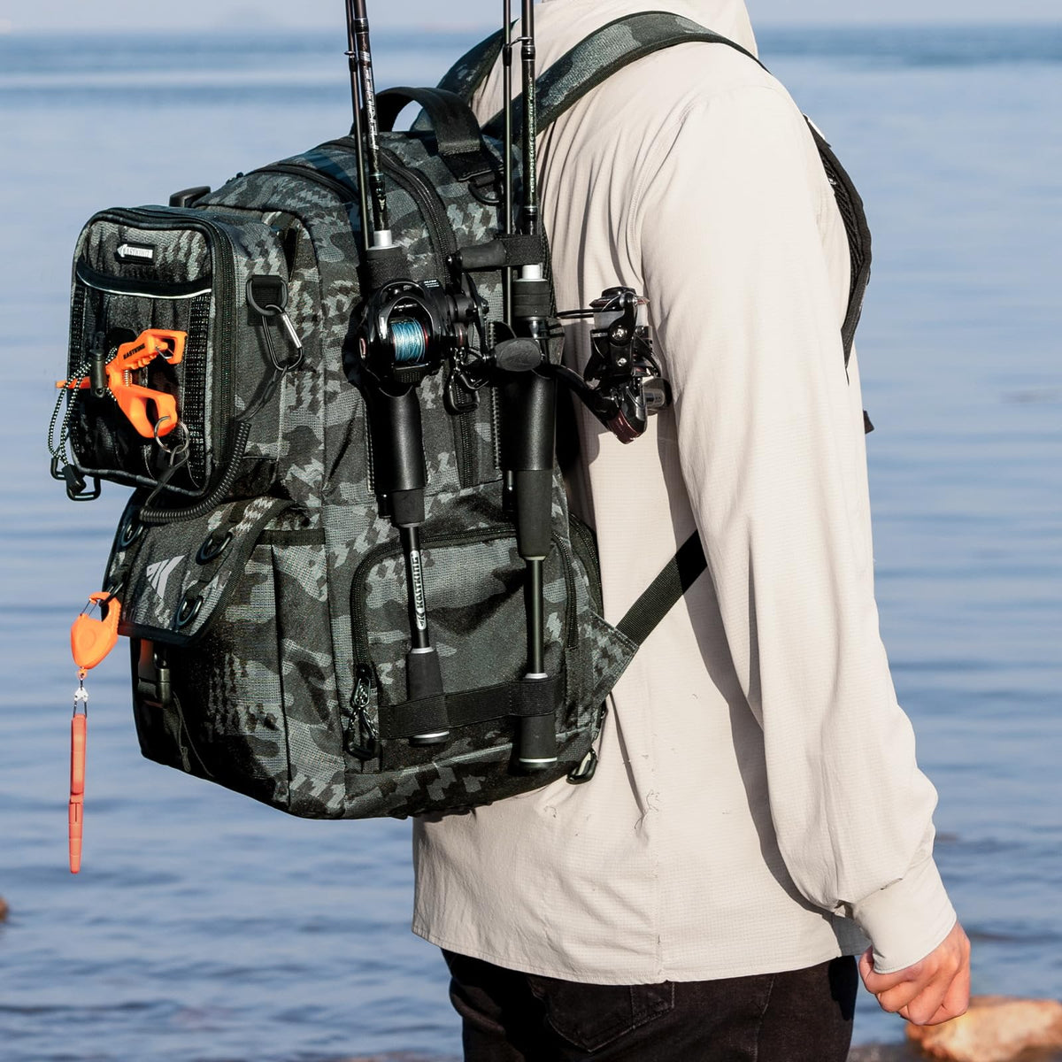 KastKing BaitSpace 50L Fishing Backpack with 4 Tackle Boxes, 2 Rod Holders