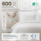 California Design Den Luxury 600 Thread Count King Size Sheets Set, White
