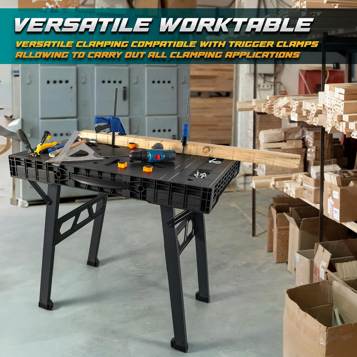Express Folding Worktable, Easy Setup Portable Folding Workbench