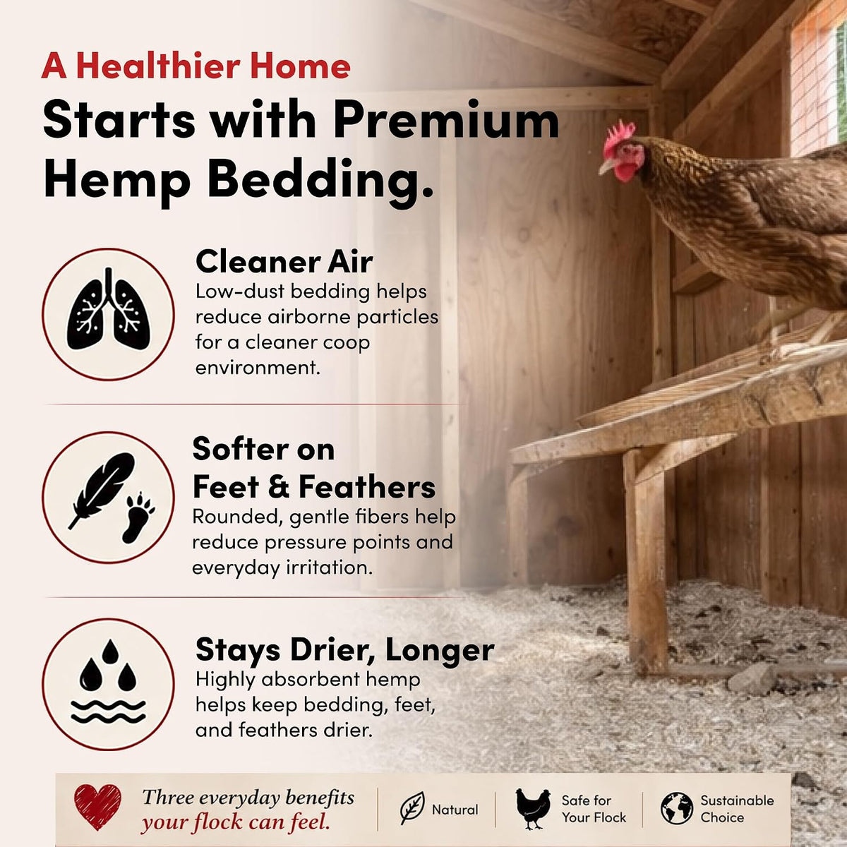RentACoop Premium Hemp Bedding for Chickens, Rabbits, Horses - 300L (30lbs)