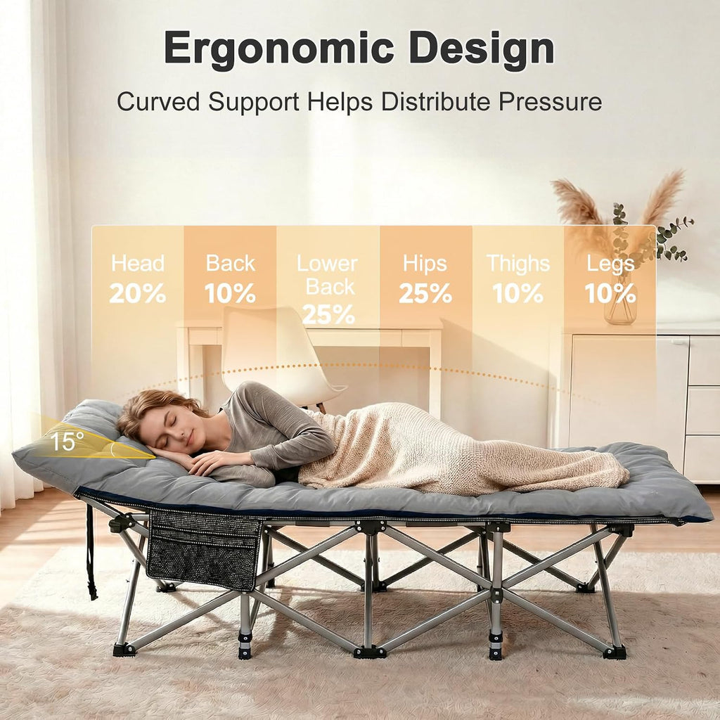 ABORON Camping Cot for Adults, 28 in Wide Folding Bed with Mattress