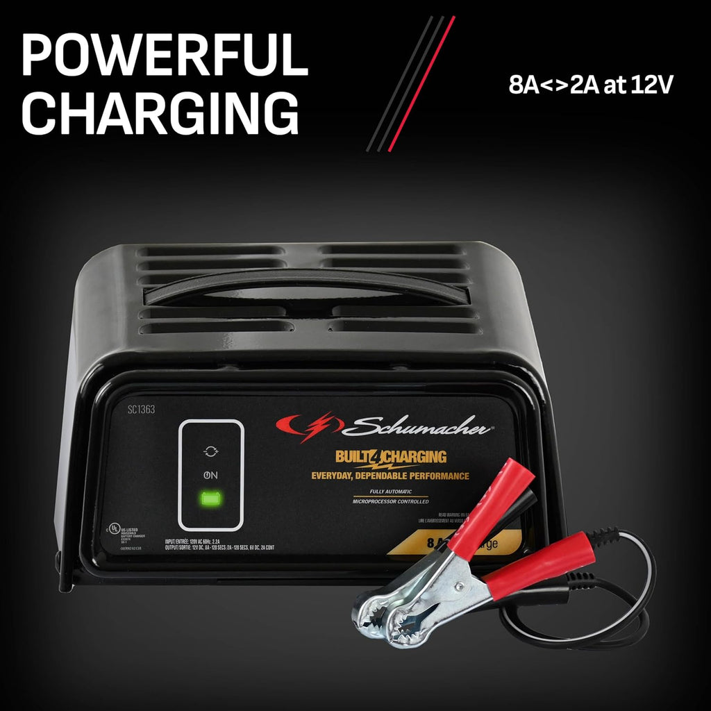 Schumacher Electric 8A Car Battery Charger & Maintainer, 6V/12V – SC1363
