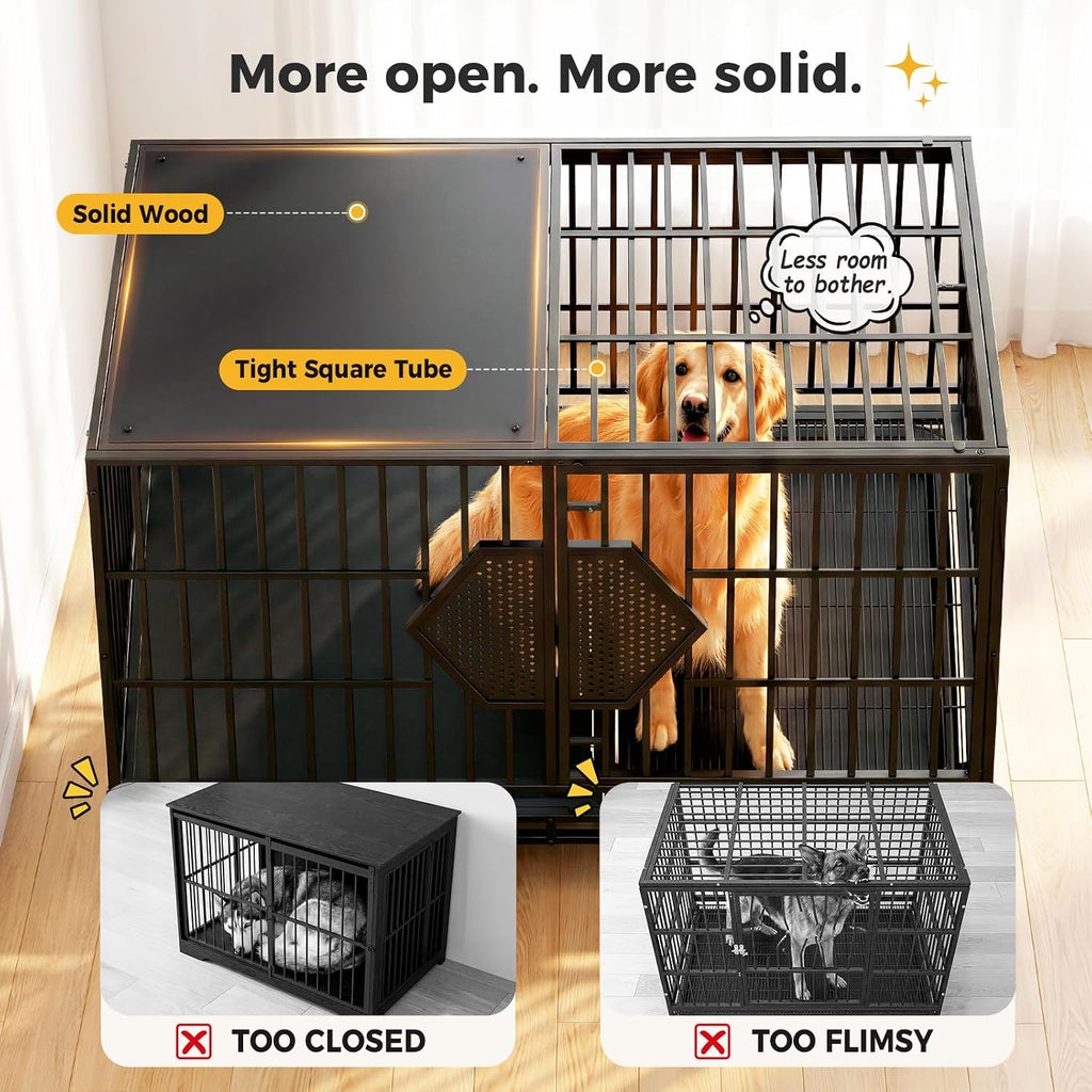 CAMMOO 48'' Heavy Duty Dog Crates for Large Dogs, Dog Kennel Indoor