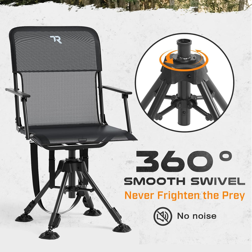 TR Swivel Hunting Chair 360° Silent, 400lbs Folding Adjustable Height