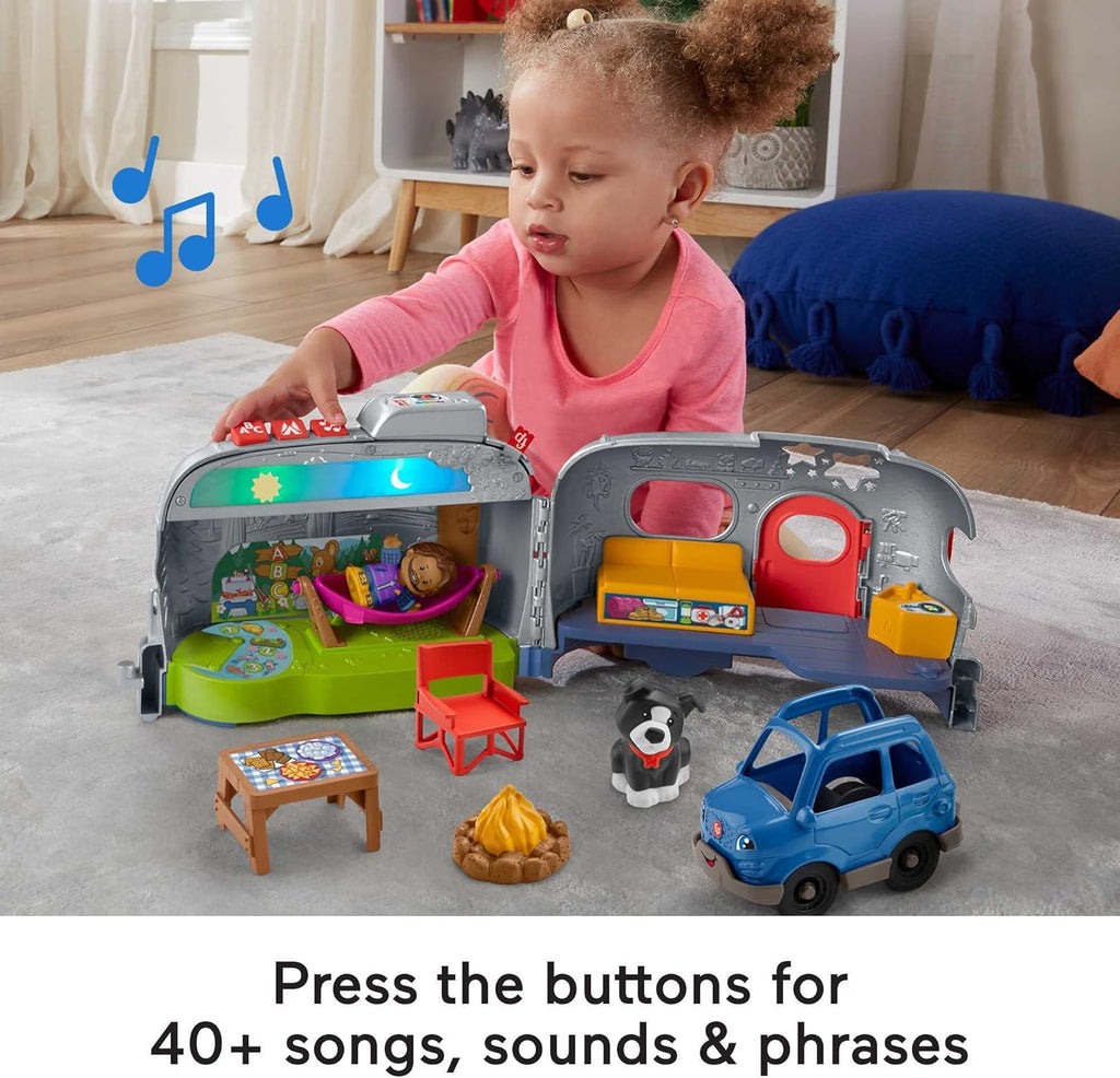 Fisher-Price Little People Toddler Toy Light-Up Learning Camper Playset with Smart Stages, Figures & Accessories for Pretend Play Ages 1+ Years