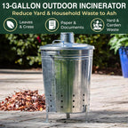 Evergreen Incinerator 13 Gallon Burn Barrel with Lid | Yard Waste Garden Incinerator | Galvanized Steel Burn Cage Incinerator for Paper Leaf Paper