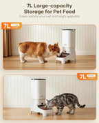 Automatic Cat Feeder with Camera - 7L/29 Cups Auto Dog Feeder with Large Food Tray & 1080P Night Vision, Elevated Bowl, 2-Way Audio, 10s Voice