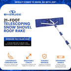 Snow Joe Telescoping Roof Rake, Extendable Leaf & Snow Shovel with Poly Blade, 25 Inch Wide, RJ204M