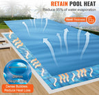 VEVOR Solar Pool Cover, 24 x 12 ft Rectangle Solar Cover 16 mil for Pools, Inground Above Ground Swimming Pool Solar Blanket with Bubble, Heat