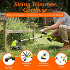 20V Electric Cordless String Trimmer 2 x 2.0Ah Battery Powered with Charger
