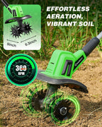 22V Cordless Garden Tiller, Battery Operated Cultivator Rototiller