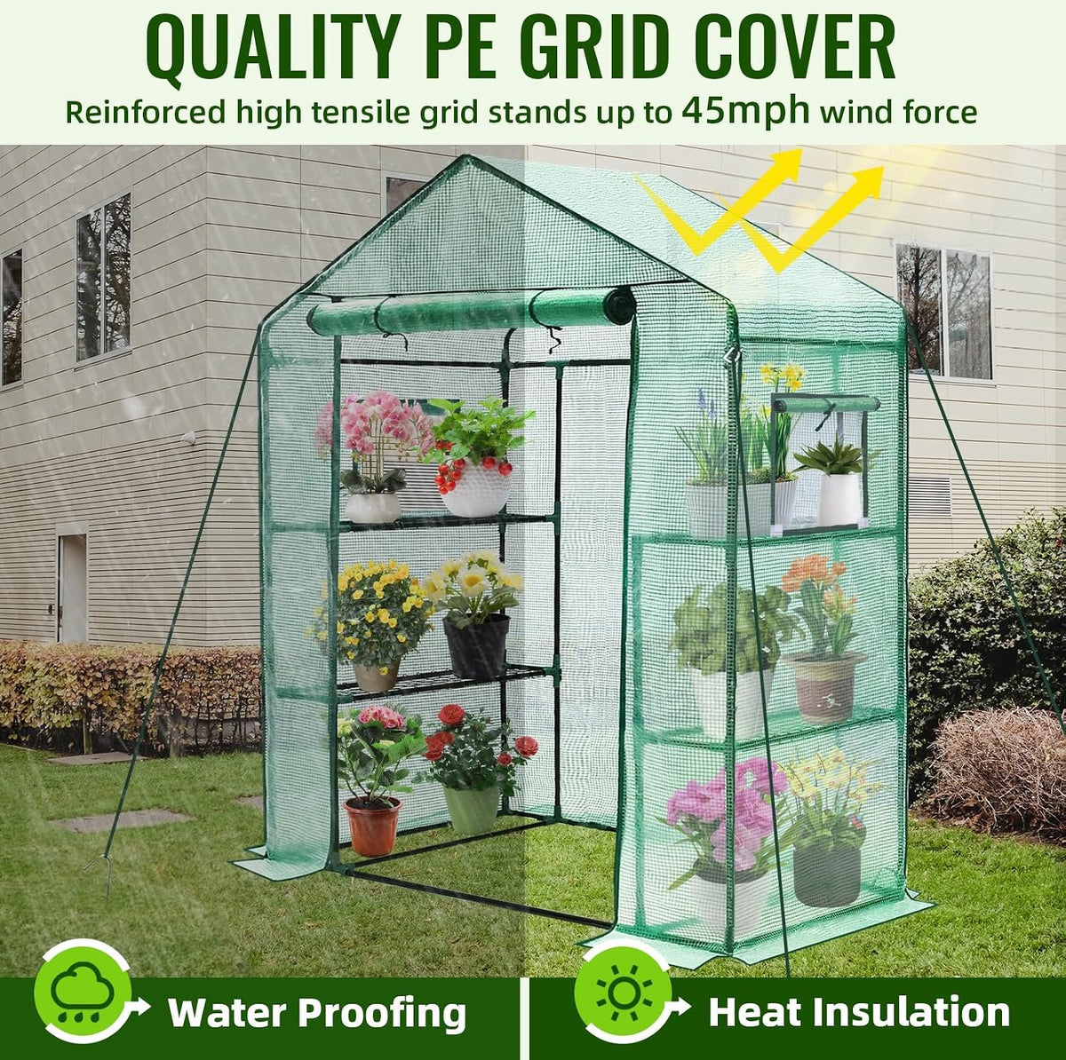 Greengro Greenhouse, 28 x 57 x 76'' Walk in Greenhouses for Outdoors Indoor