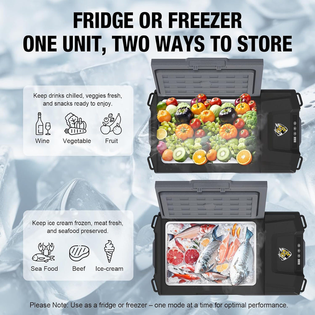 YELLOW JACKET 12 Volt Car Refrigerator, 16 Quart Electric Cooler, Portable Car Fridge for Outdoor Camping Travel, 12V/24V DC 110~240 Volt AC