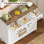 Storage Cabinet, Coffee Bar Cabinet with 3 Drawers, 2 Adjustable Shelves & 2 Doors, Buffet Cabinet, Kitchen Cabinet for Kitchen, Dining Room, Living