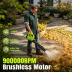 Leaf Blower Cordless 650CFM with 2x4.0Ah Battery & Fast Charger, Lime Green