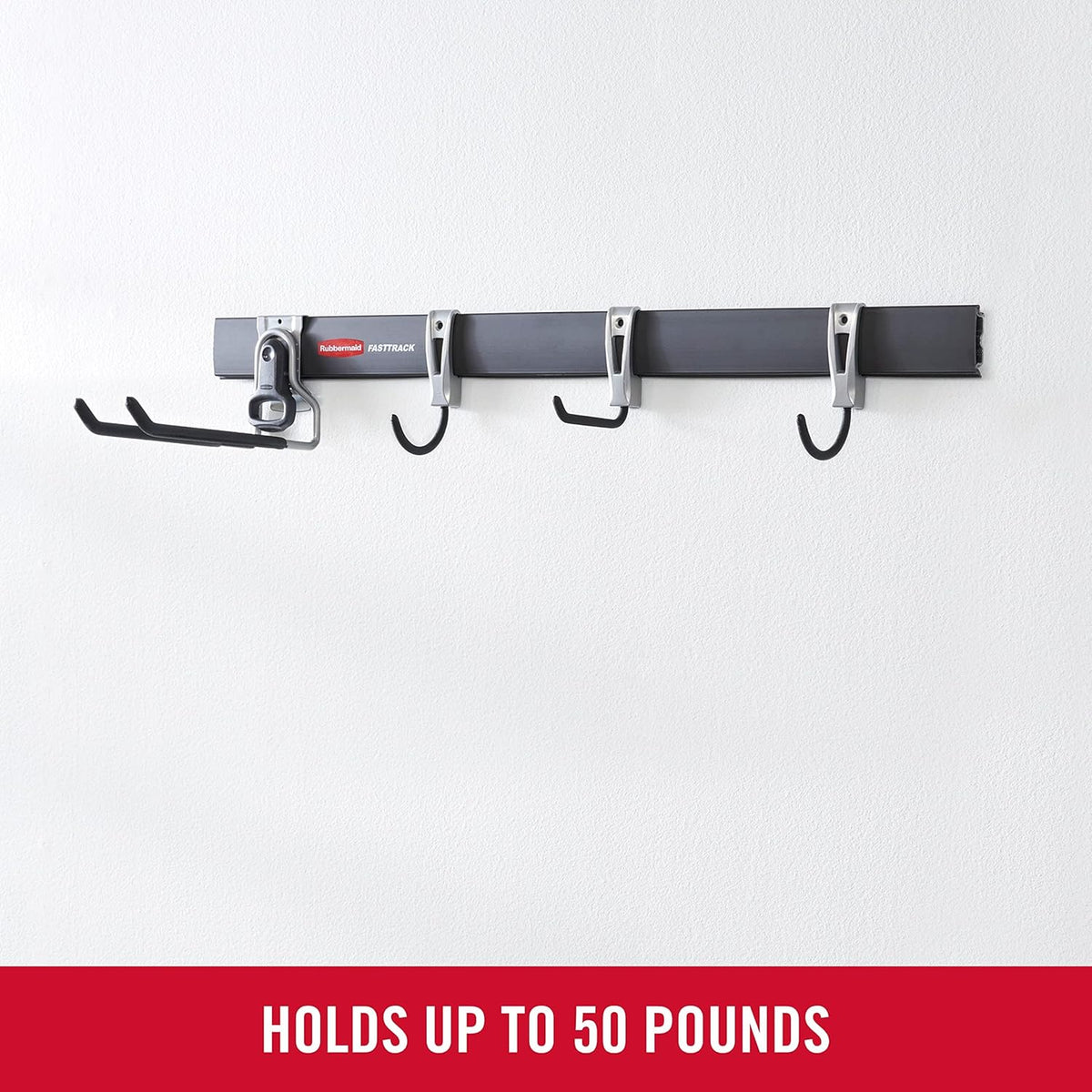 Rubbermaid Fasttrack Garage Organization System All-in-One Rail & Hook Kit, 5-Piece (1784417)