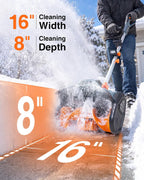 40V Electric Snow Shovel, 16 Inch Brushless Cordless Snow Blower with Wheel