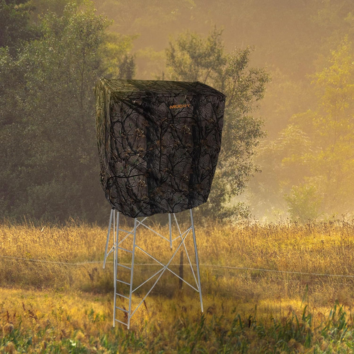 Muddy Steel 7' Tall Quad Pod Hunting Blind Cover with 4 Zippered Windows