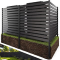 Air Conditioner Fence 3 Panels, 42" H x 9.5 FT W Metal Outdoor Privacy Screen, No Digging HVAC Fence with Louvered Panels, Privacy Fence for AC Unit