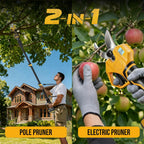 2-in-1 Cordless Pole Pruner, 2.2" Opening Electric Shears, 2×2.0Ah Battery