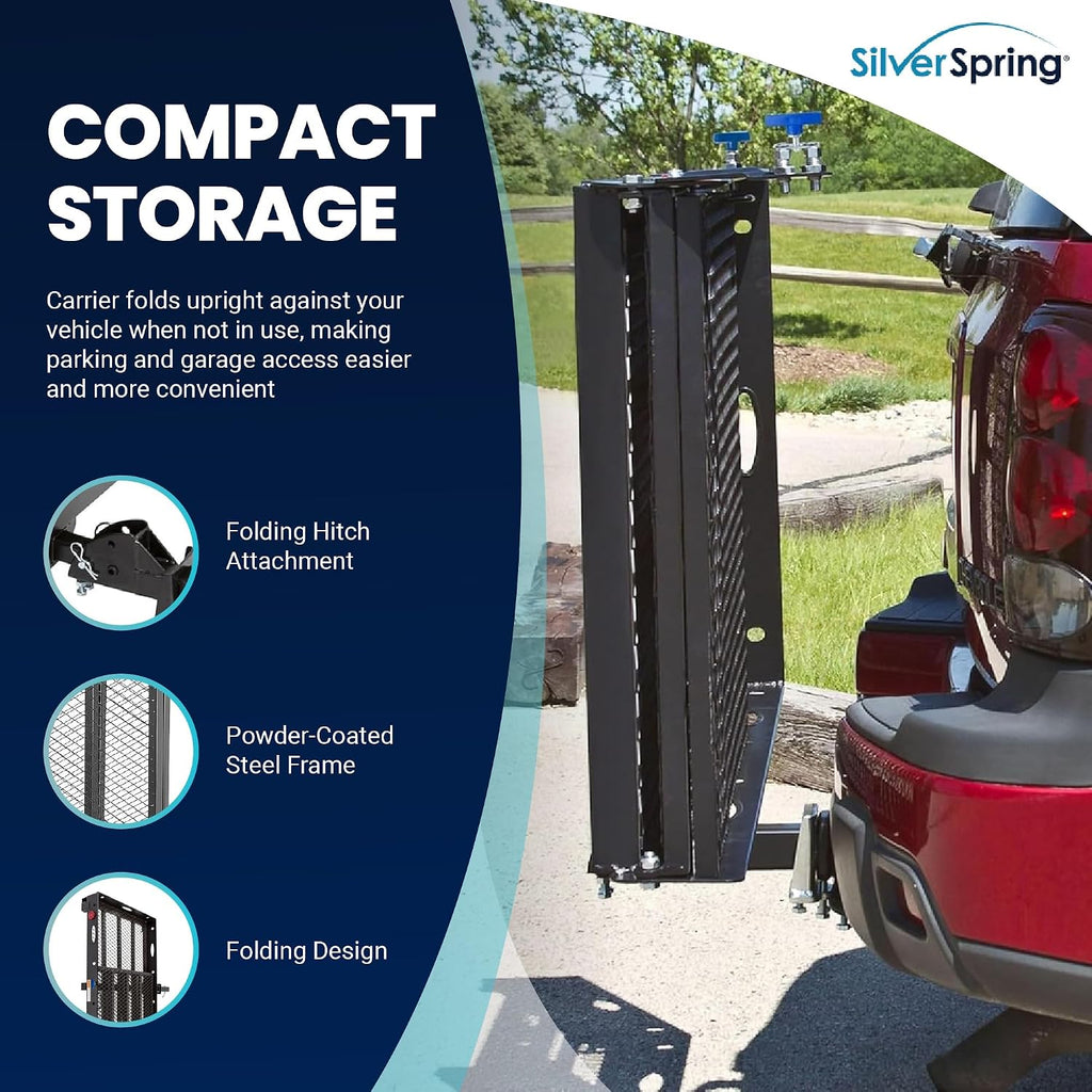 Silver Spring Folding Steel Wheelchair Scooter Carrier, 500 lb, 59 In Ramp
