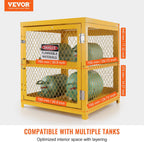 VEVOR Horizontal Cylinder Storage Cabinet, 4 Cylinder Capacity, 31x30x35 inch Propane Storage Cage, Gas Cylinder Cabinet with Yellow Powder Coat