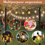NUERPO 7 Pack String Light Poles,Metal Poles for Hanging Outdoor Light Strings,7 Pack 10 FT Light Poles Stand for Outside Garden,Patio,Wedding