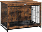 HOOBRO Dog Crate Furniture, 38.6" Large Dog Kennel Indoor, Wooden Cage with Pull-Out Tray, Double Doors Pet House Side End Table for