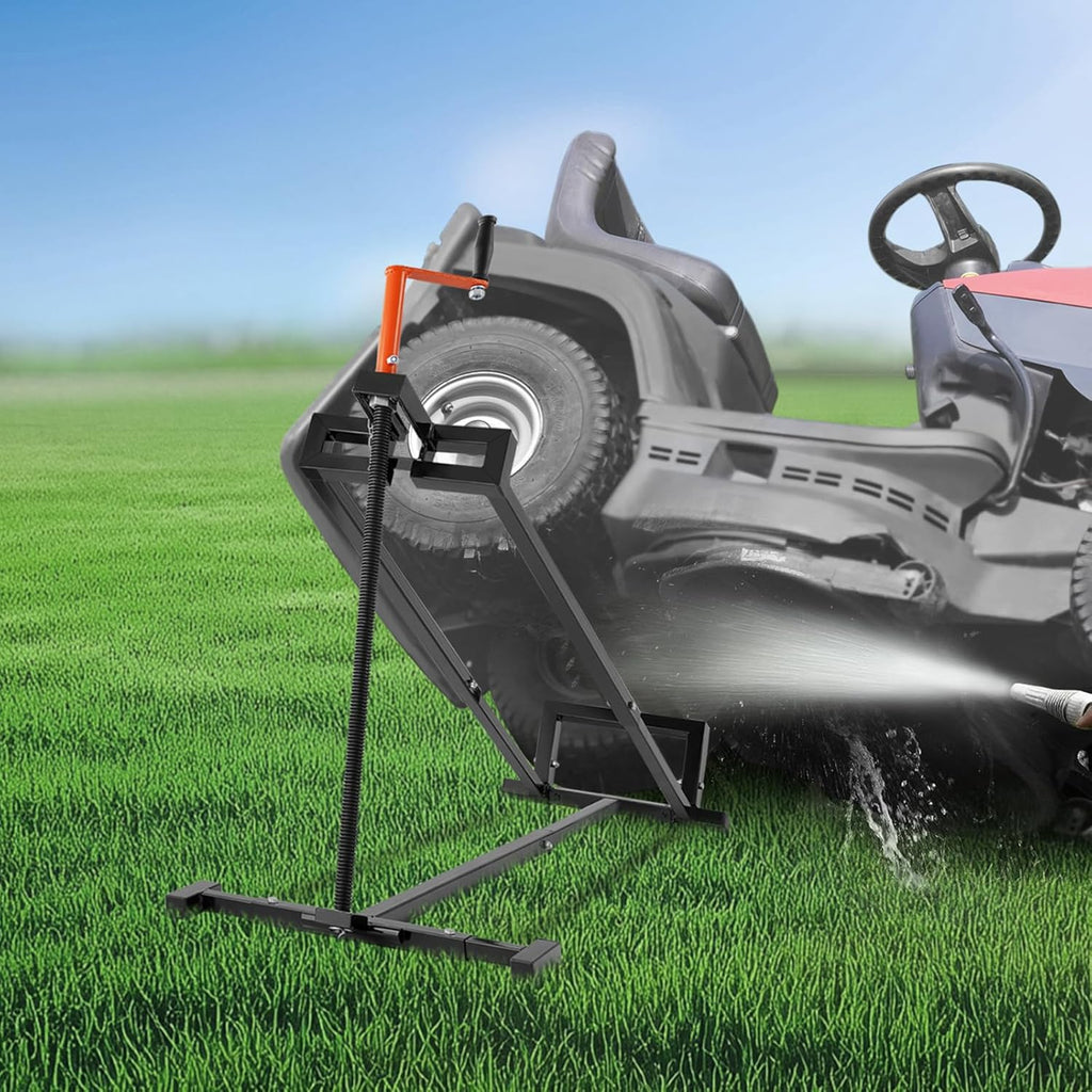 VEVOR Ride on Lawn Mower Lift Jack, 880 Lbs Weight Capacity, Telescopic Maintenance Jack with Crank Handle & Power Tool Handle, Foldable Lawn Tractor