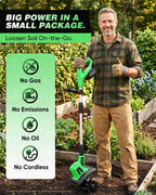 22V Cordless Garden Tiller, Battery Operated Cultivator Rototiller