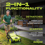 Sun Joe Corded Electric Lawn Dethatcher & Scarifier, 12-Amp, AJ798E
