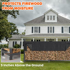 8ft Heavy Duty Firewood Rack with Waterproof Cover