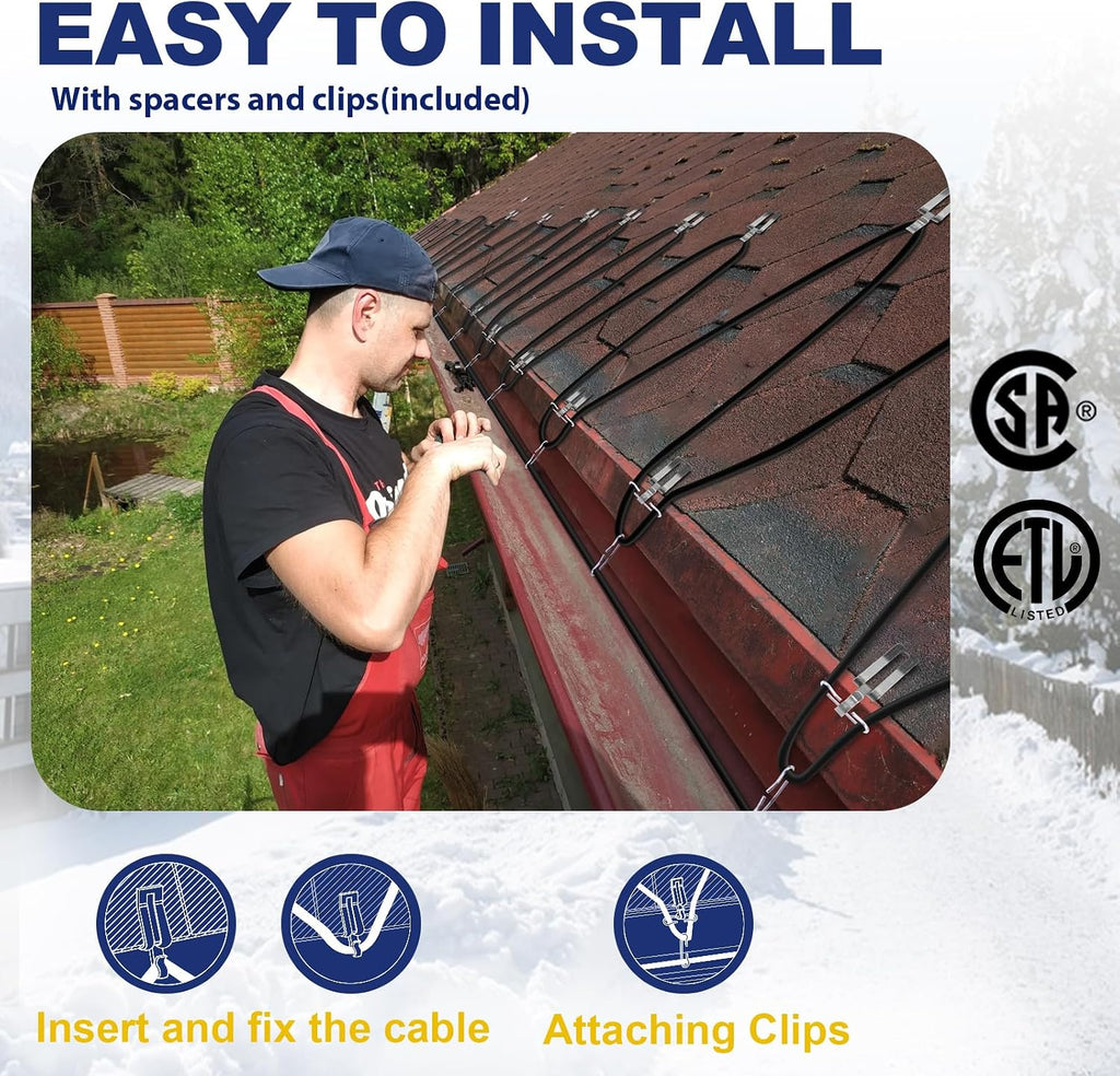 HEATIT HIRD 240FT Roof & Gutter De-Icing Cable, 5W/ft Heat Tape