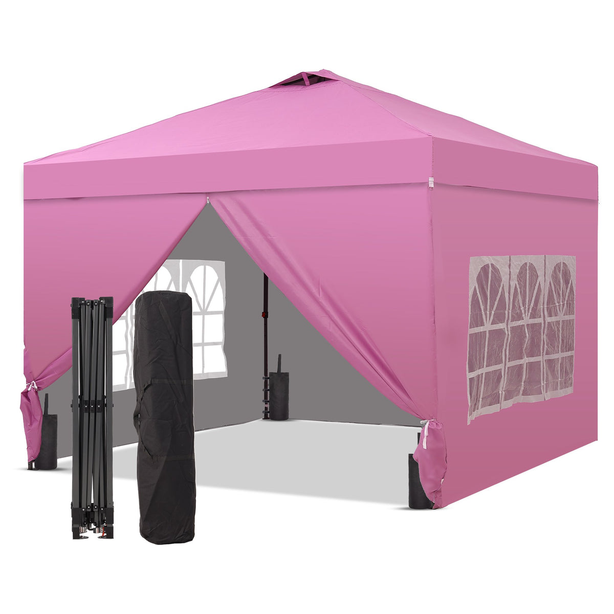 Outdoor Basic 12'x12'Pop up Canopy Tent with One Push Setup & Sidewalls, Instant Shade Gazebos with Adjustable Height, for Patio Deck Garden and