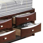 Panel-Style Queen Bookcase Bed With Built-In Drawers - Warm Brown Finish