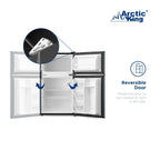 Arctic King Two-Door Mini Fridge With Freezer, 3.2 Cu. Ft., Stainless Steel