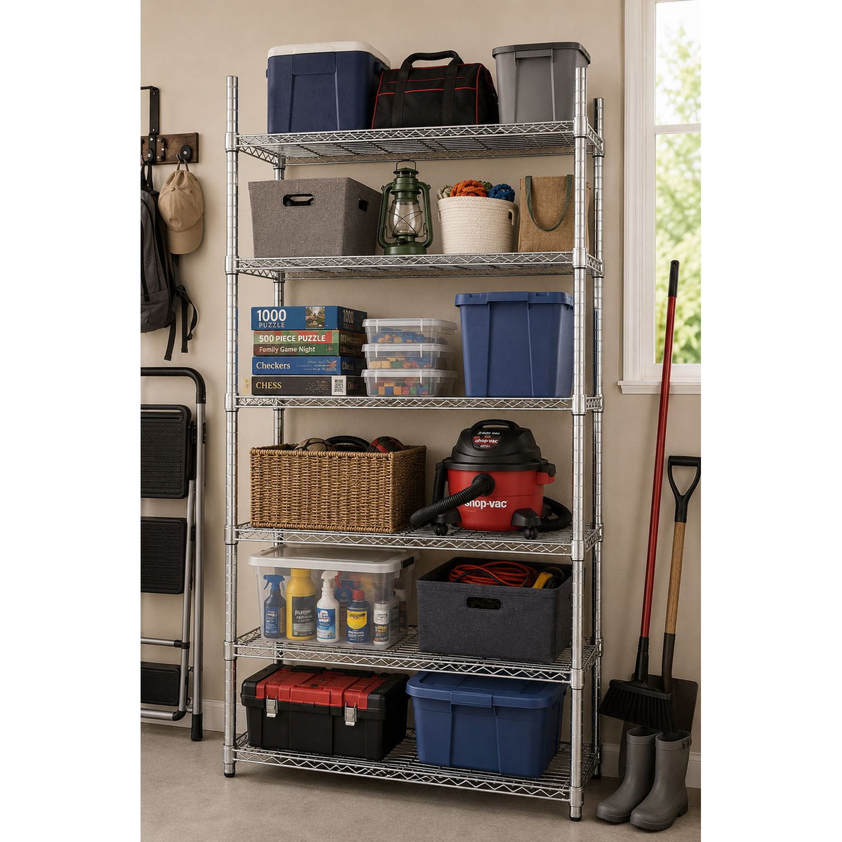 Hyper Tough 6-Tier Wire Shelving Unit, Chrome, Heavy-Duty Storage