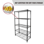 Hyper Tough 5-Tier Wire Storage Shelves, 36 in W x 16 in D x 72 in H, 1750 lb Load Capacity, Black
