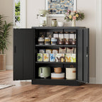 BESFUR Metal Storage Cabinet with Doors and Shelves, for Home, Office, Garage - Black