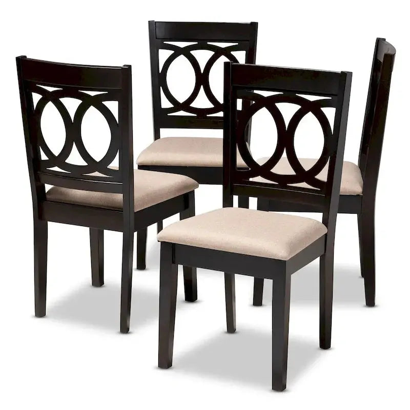 Contemporary 4-Piece Dining Chair Set With Fabric Upholstery - Espresso Brown