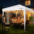 GVDV 10x10 Pop Up Canopy Tent, Instant Straight Leg Canopy, Outdoor Shading Shelter, White
