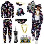 GYQMBT 80s 90s Men's Sportswear, Party Hip Hop Windbreaker 90s Disco Sportswear, 80s Adult Bizarre Costume 8 Piece Set
